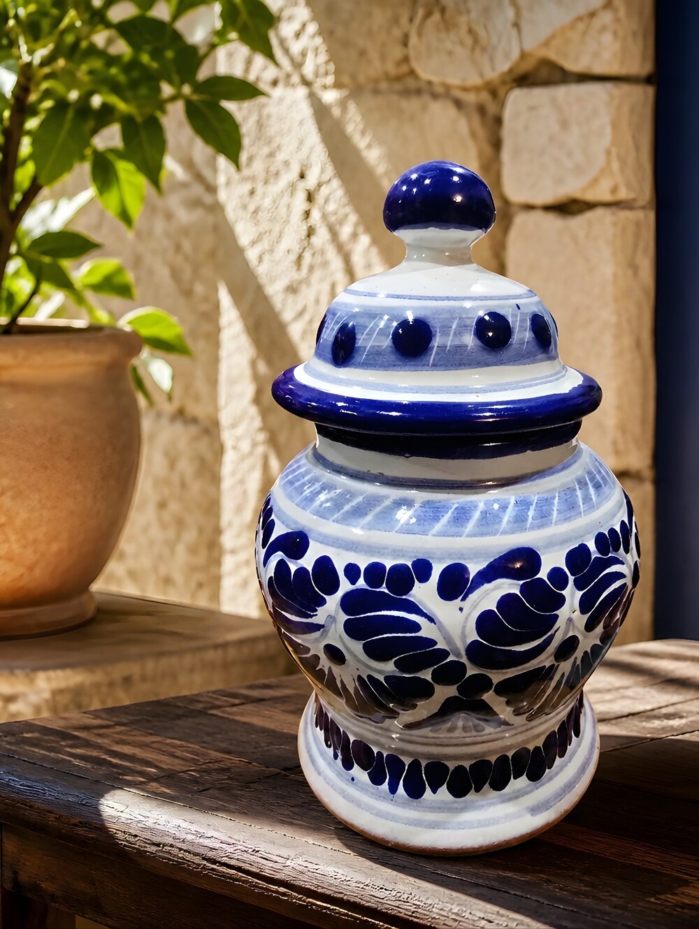 authentic Mexican Talavera ginger jar (traditionally known as a Tibor)